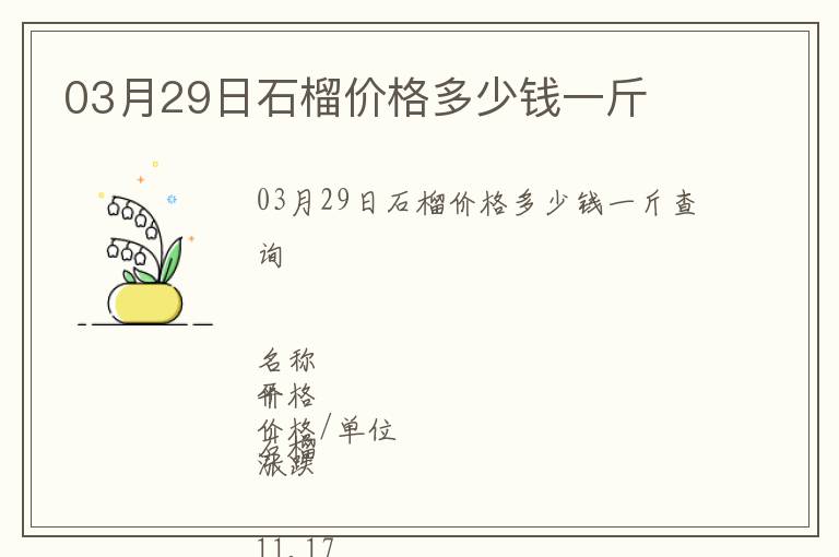 03月29日石榴價格多少錢一斤