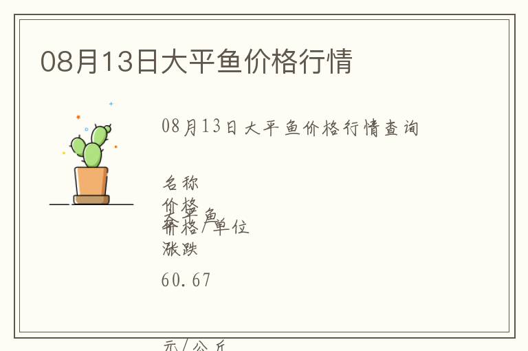 08月13日大平魚價格行情