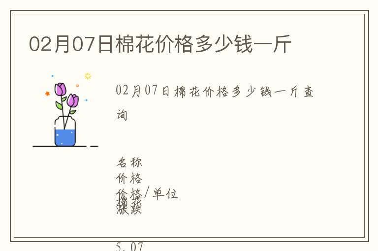 02月07日棉花價(jià)格多少錢一斤