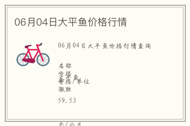 06月04日大平魚價格行情