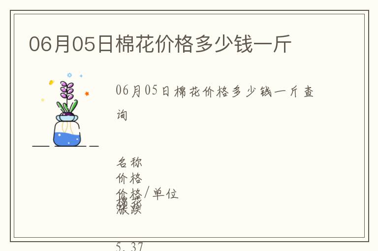 06月05日棉花價格多少錢一斤
