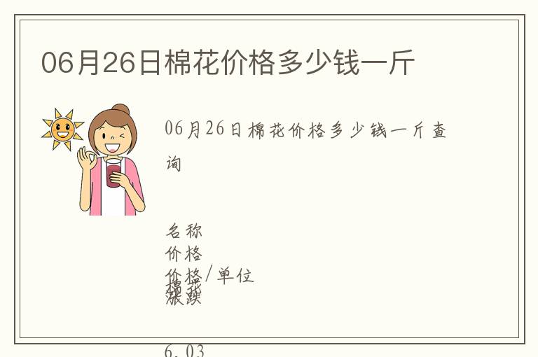 06月26日棉花價格多少錢一斤
