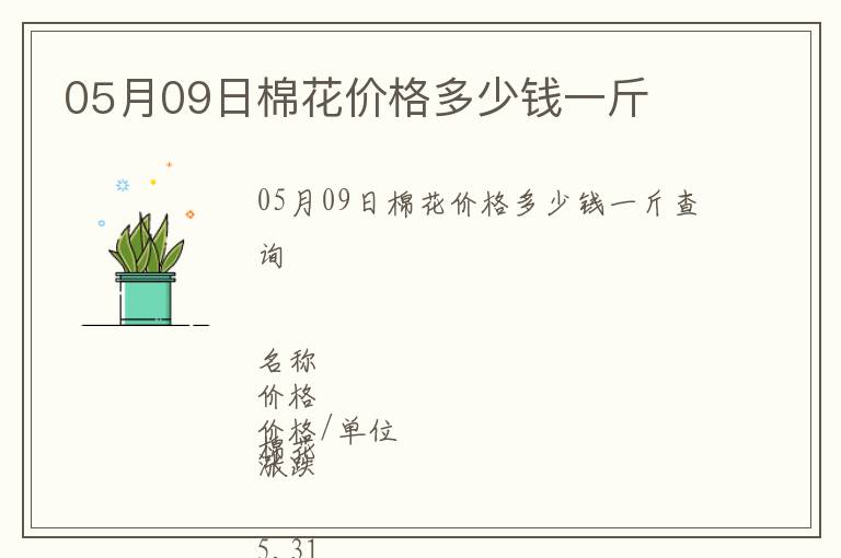 05月09日棉花價格多少錢一斤