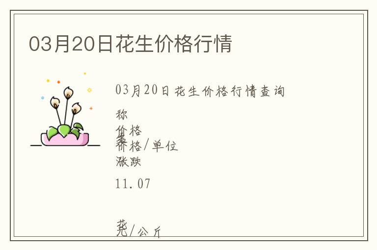 03月20日花生價格行情