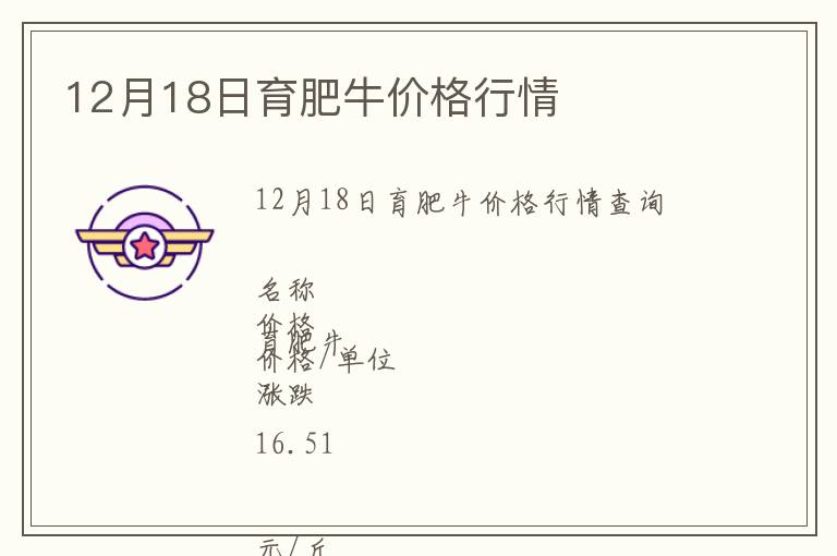 12月18日育肥牛價格行情