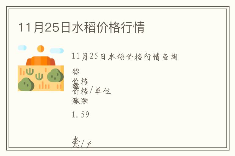 11月25日水稻價格行情