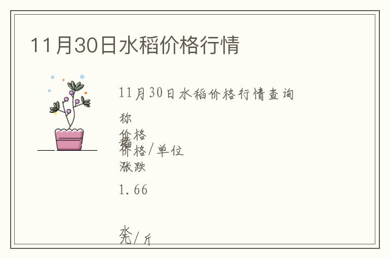 11月30日水稻價格行情