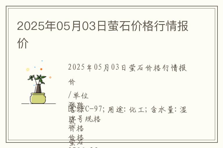 2025年05月03日螢石價(jià)格行情報(bào)價(jià)