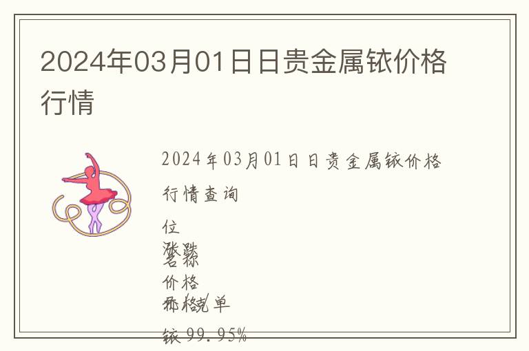 2024年03月01日日貴金屬銥價格行情