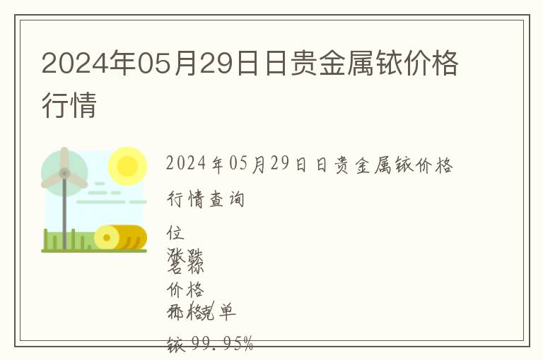 2024年05月29日日貴金屬銥價格行情