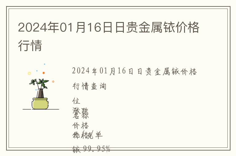 2024年01月16日日貴金屬銥價格行情