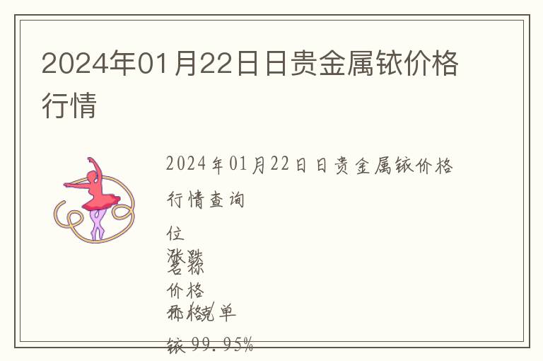 2024年01月22日日貴金屬銥價格行情