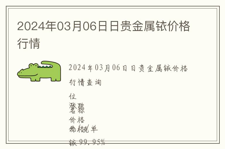 2024年03月06日日貴金屬銥價(jià)格行情