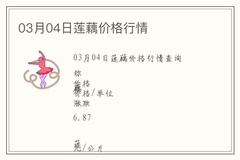 03月04日蓮藕價格行情