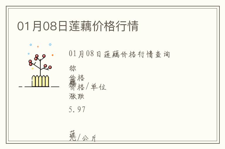 01月08日蓮藕價格行情