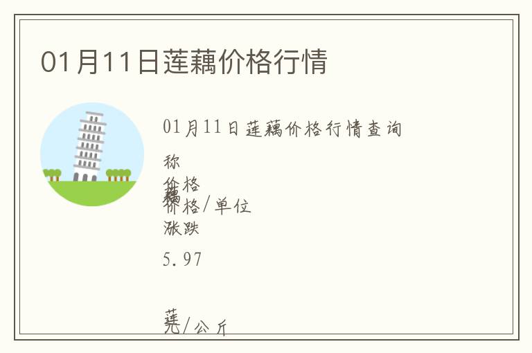 01月11日蓮藕價格行情