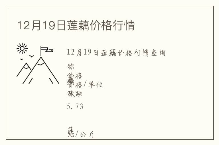 12月19日蓮藕價格行情