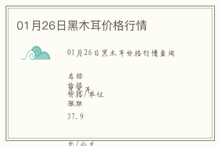 01月26日黑木耳價(jià)格行情