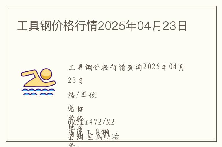 工具鋼價格行情2025年04月23日