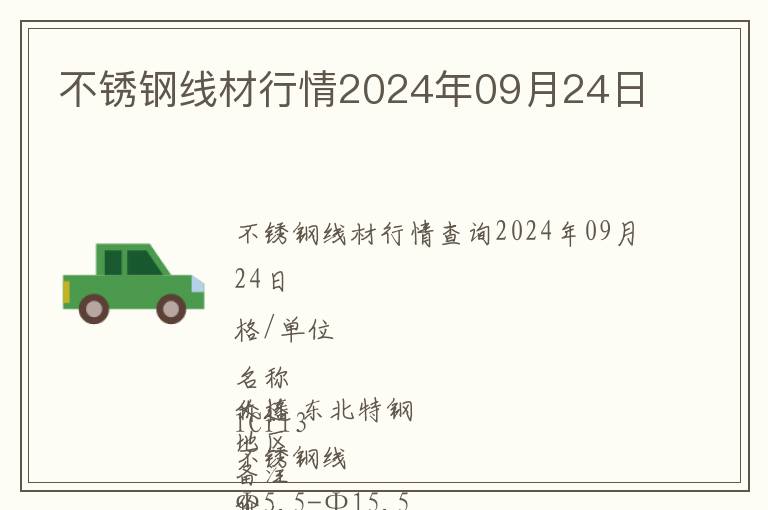 不銹鋼線材行情2024年09月24日