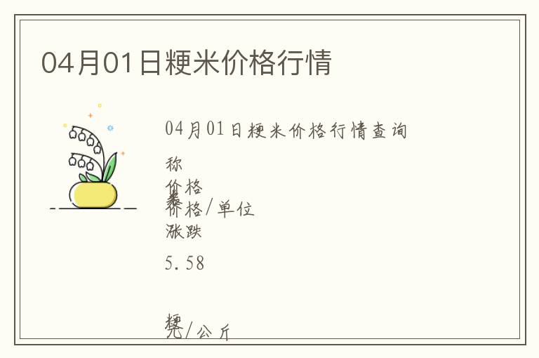 04月01日粳米價格行情
