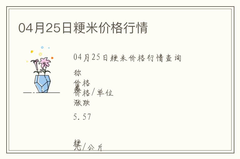 04月25日粳米價(jià)格行情
