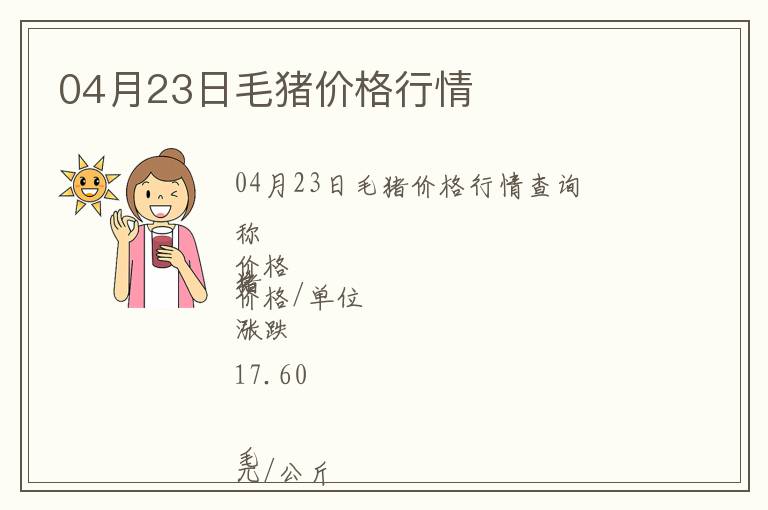 04月23日毛豬價格行情