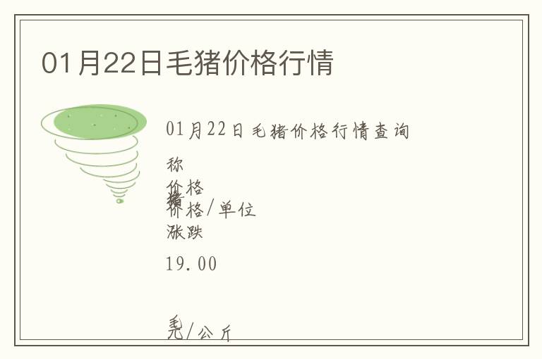 01月22日毛豬價格行情