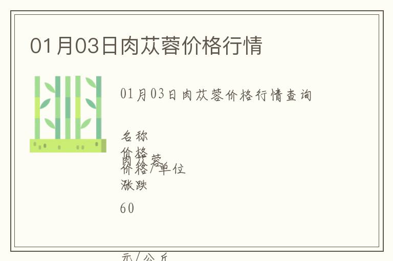 01月03日肉蓯蓉價(jià)格行情