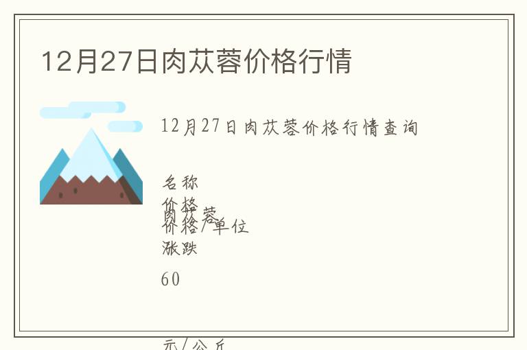 12月27日肉蓯蓉價格行情