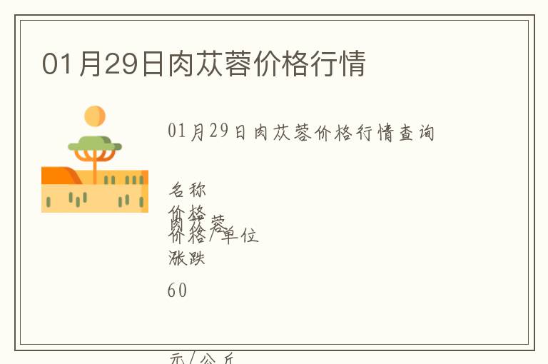 01月29日肉蓯蓉價格行情