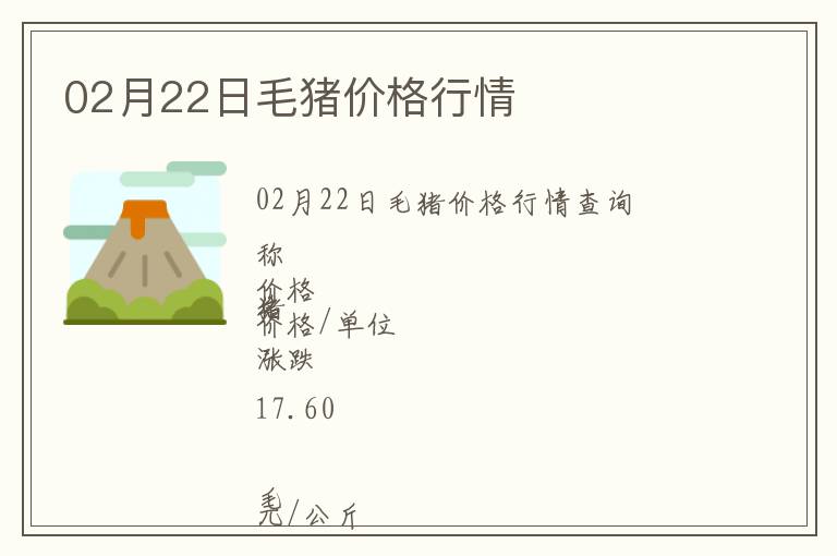 02月22日毛豬價格行情