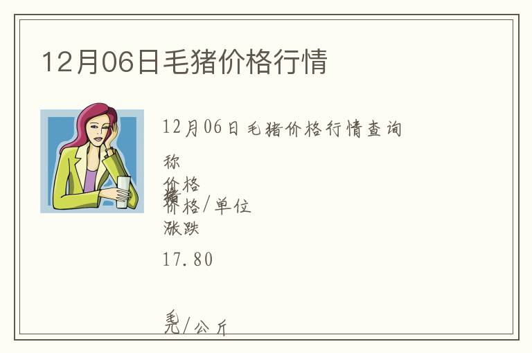 12月06日毛豬價格行情
