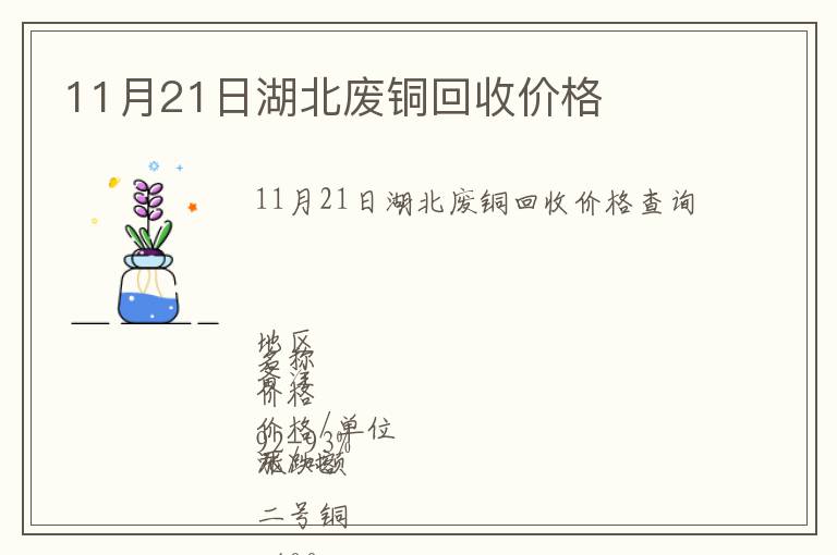 11月21日湖北廢銅回收價(jià)格