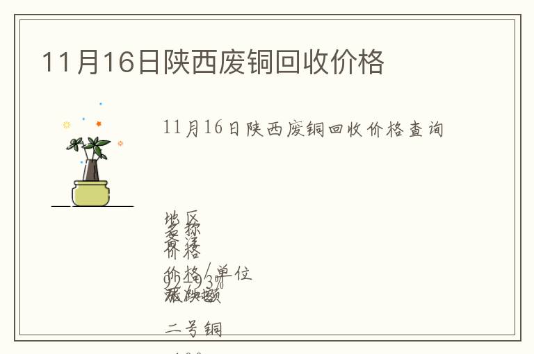 11月16日陜西廢銅回收價(jià)格