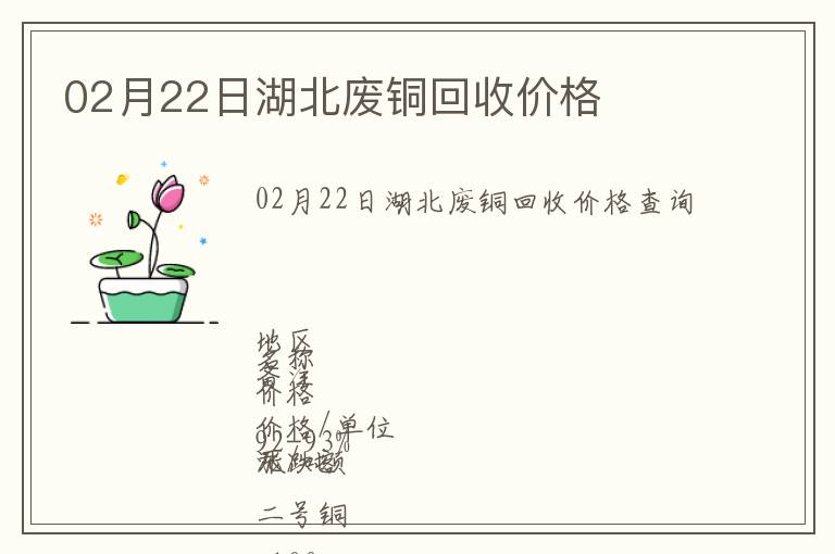 02月22日湖北廢銅回收價(jià)格