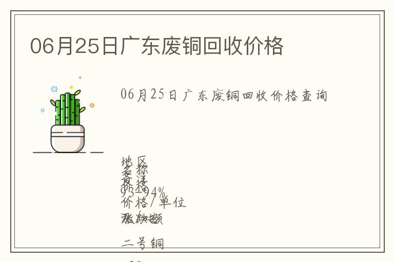06月25日廣東廢銅回收價(jià)格