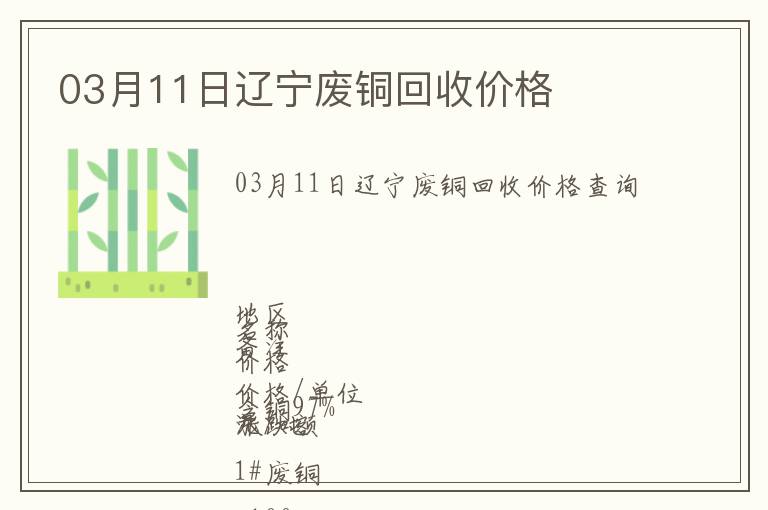 03月11日遼寧廢銅回收價格