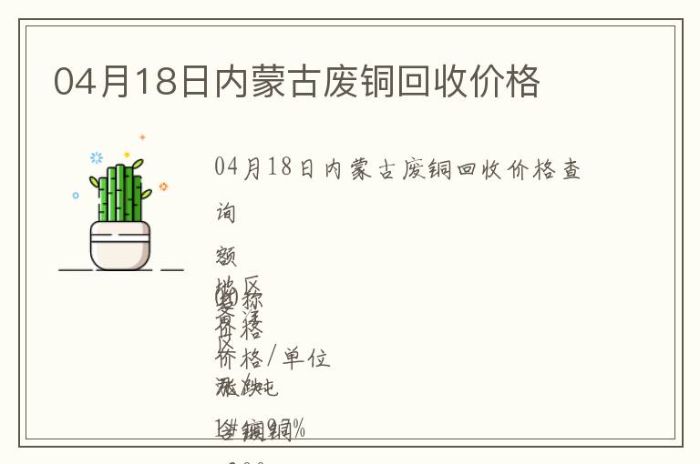 04月18日內(nèi)蒙古廢銅回收價格