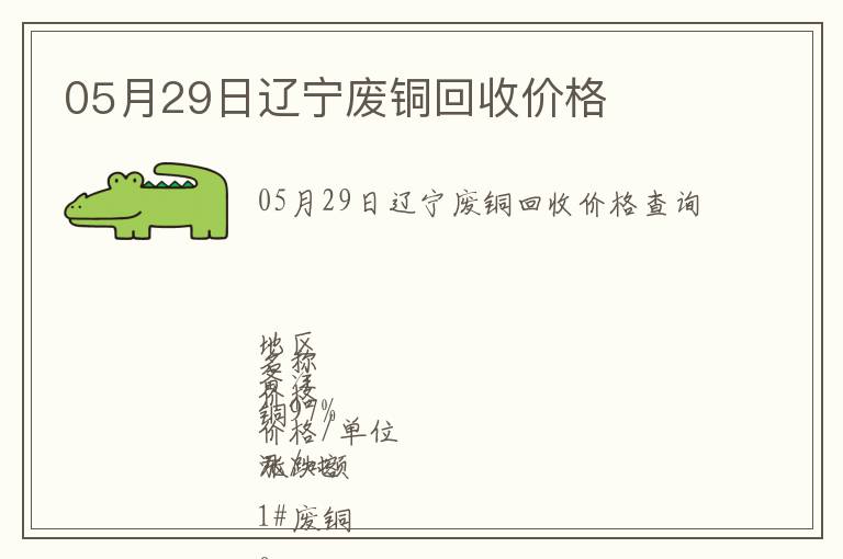 05月29日遼寧廢銅回收價(jià)格
