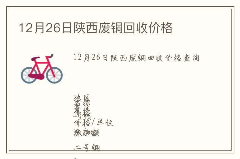 12月26日陜西廢銅回收價(jià)格