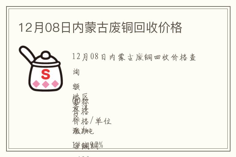 12月08日內(nèi)蒙古廢銅回收價(jià)格