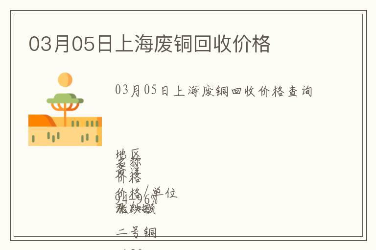 03月05日上海廢銅回收價(jià)格