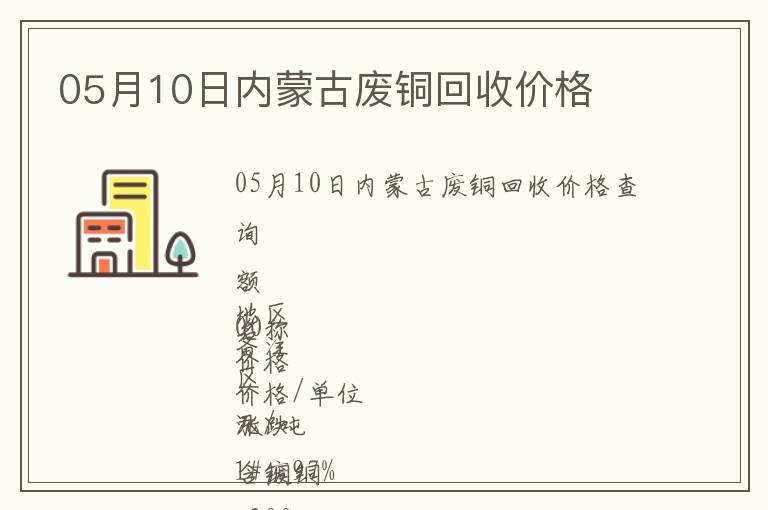 05月10日內蒙古廢銅回收價格