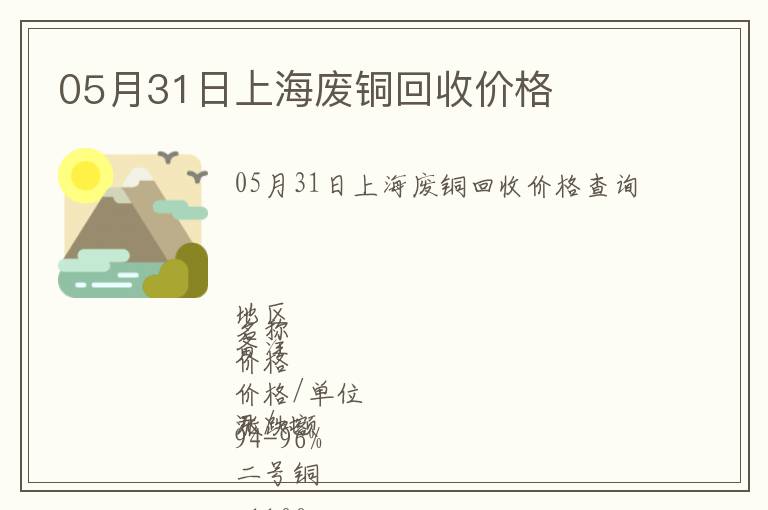 05月31日上海廢銅回收價(jià)格