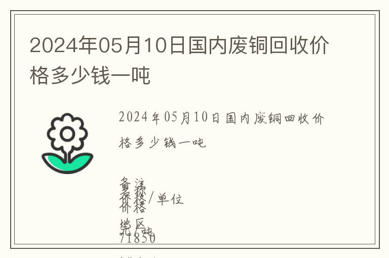 2024年05月10日國內廢銅回收價格多少錢一噸