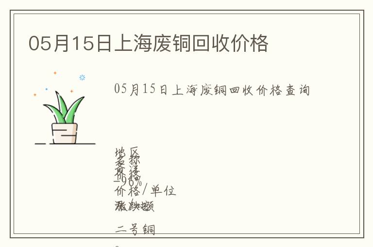 05月15日上海廢銅回收價格
