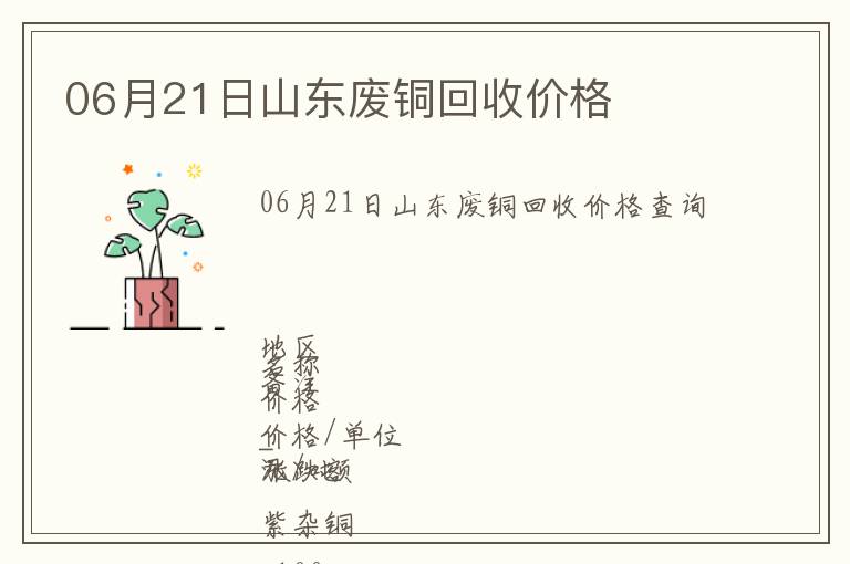 06月21日山東廢銅回收價(jià)格