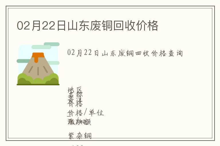 02月22日山東廢銅回收價(jià)格