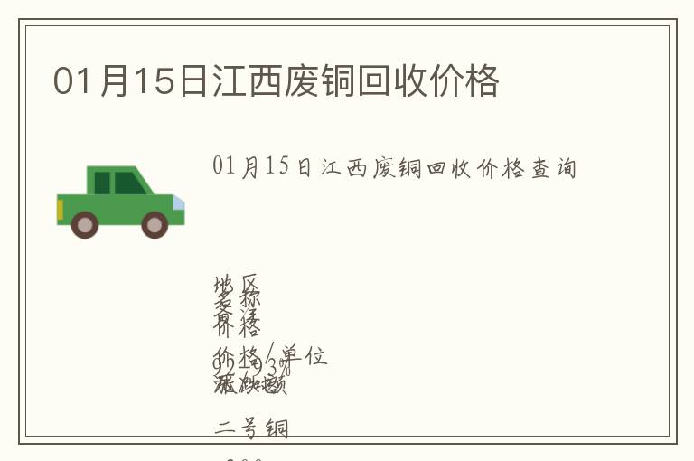 01月15日江西廢銅回收價格